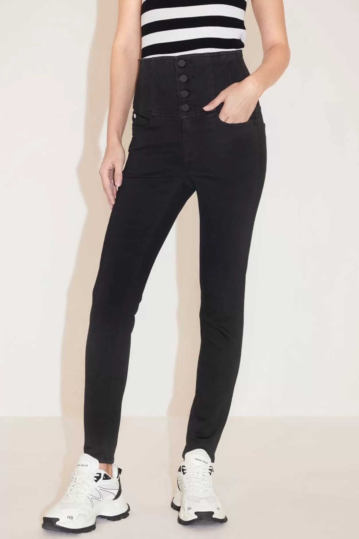 Miss Sixty Super High Waist Jeans With Four Buttons Black Best