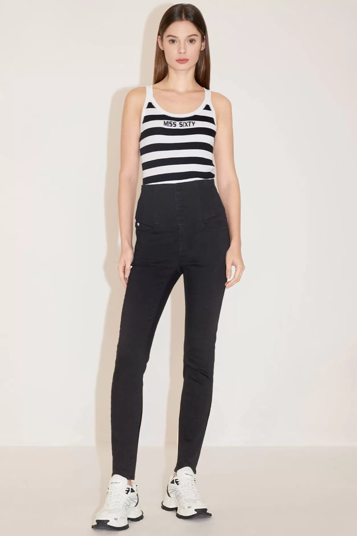 Miss Sixty Super High Waist Jeans With Four Buttons Black Best