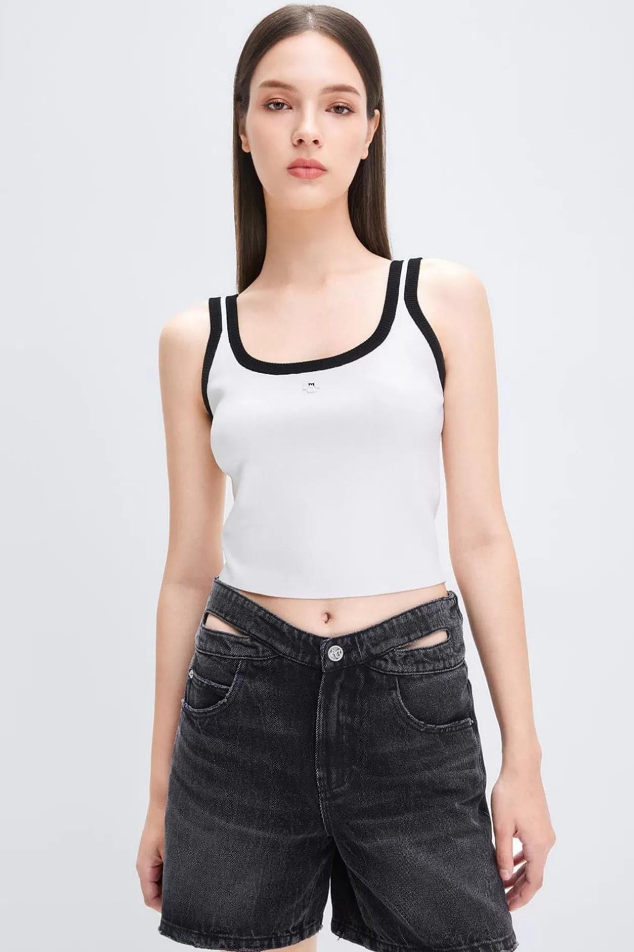 Miss Sixty U Neck Colour Block Cropped Vest Off White Store