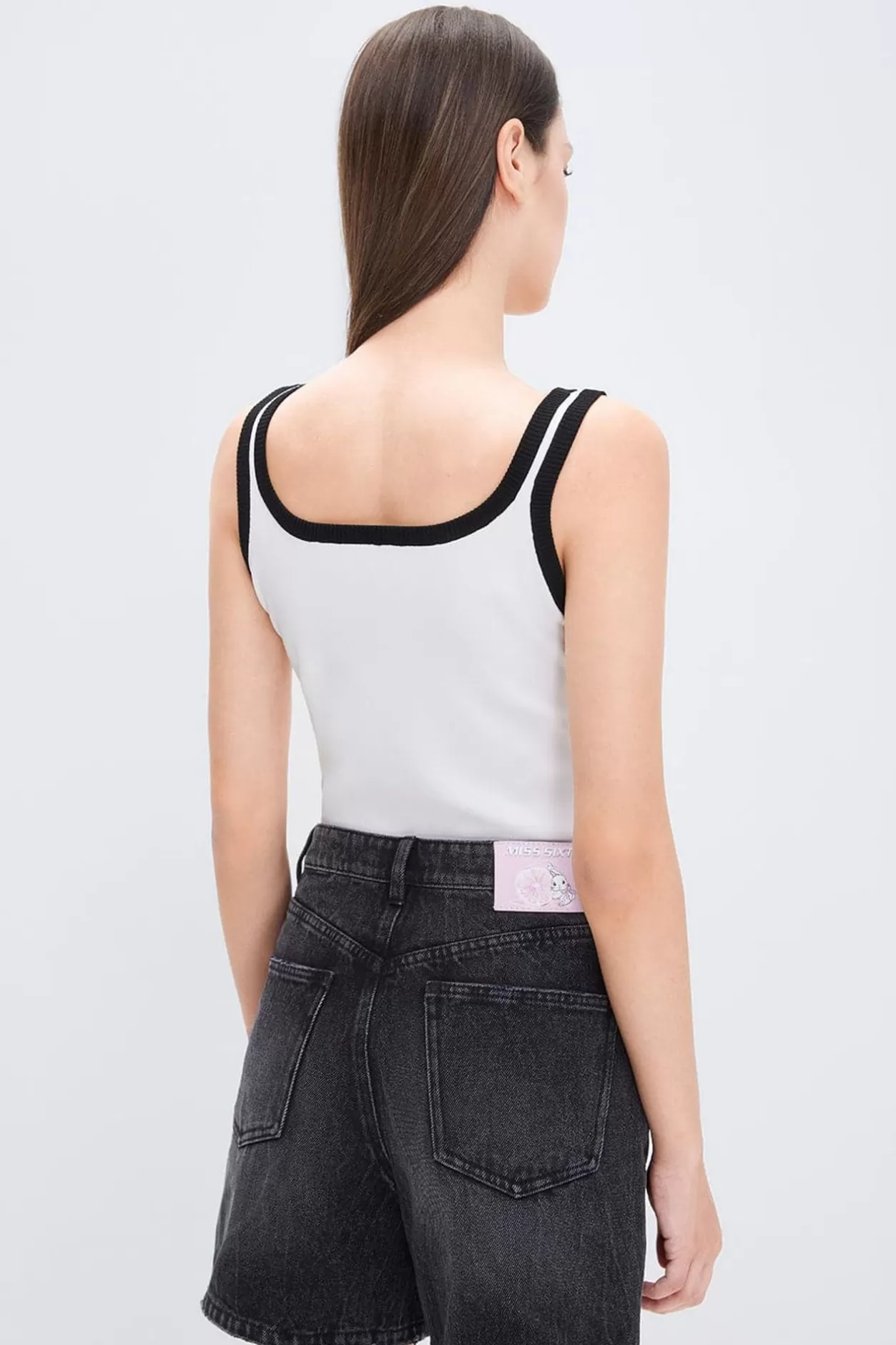 Miss Sixty U Neck Colour Block Cropped Vest Off White Store