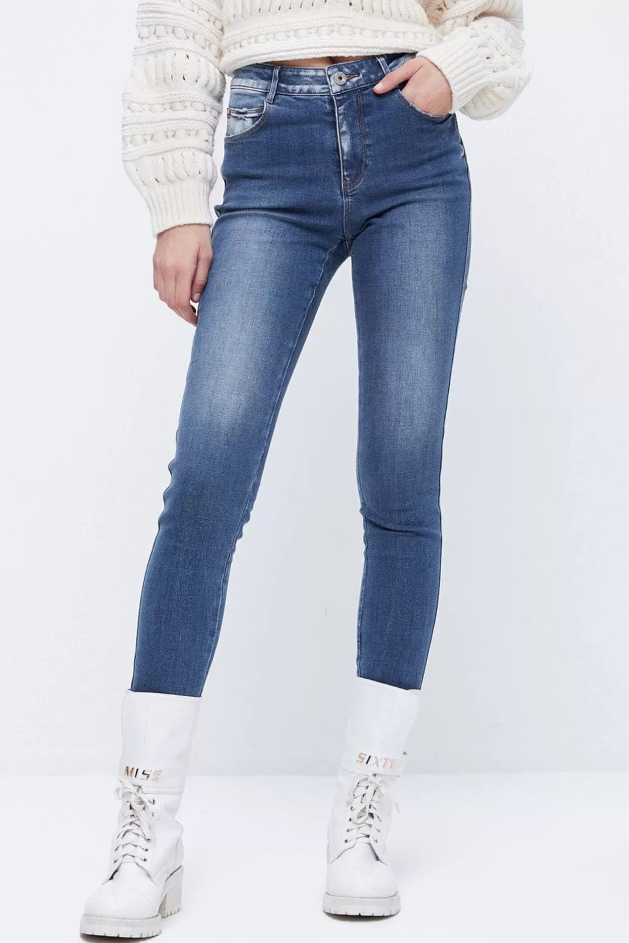 Miss Sixty Vintange Cropped Jeans Middle Blue Online