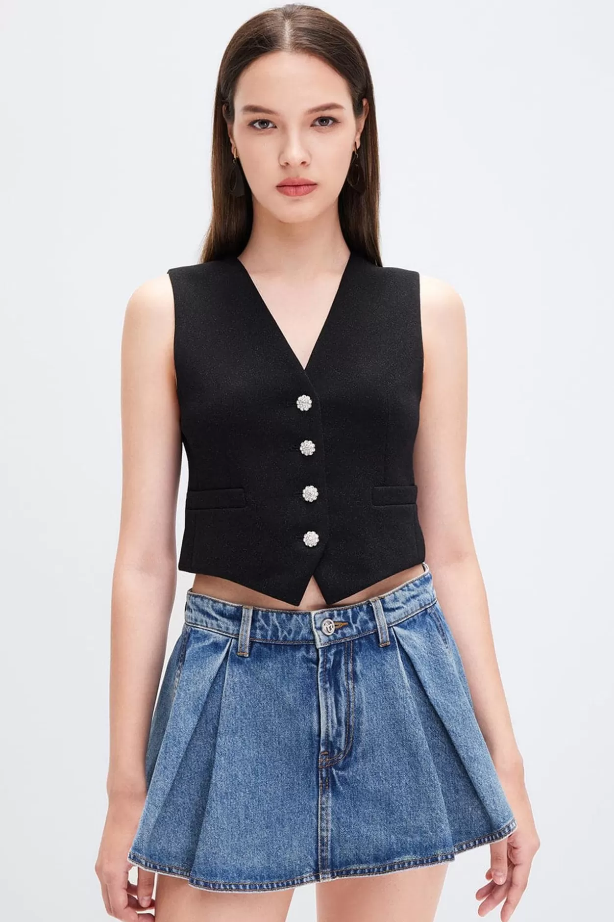 Miss Sixty V-Neck Short-Length Vest Black Best