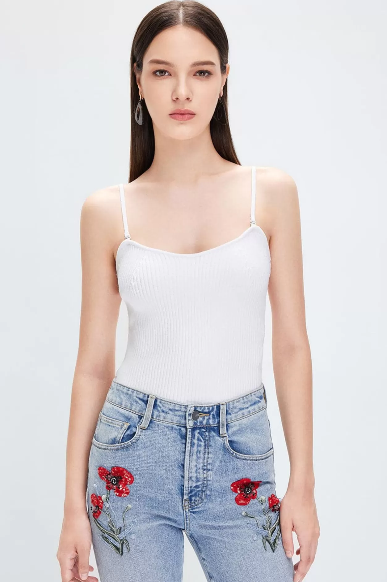 Miss Sixty V-Neck Stretch Beads Camisole Flash Sale