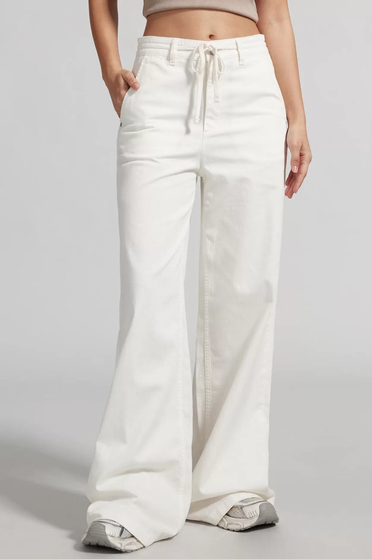 Miss Sixty Wide Leg Jeans With Drawstring White New